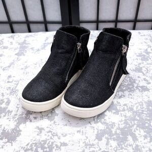 Harper Canyon Black Glitter Zip High‎ Top Sneakers Girl's Size 13 EUC